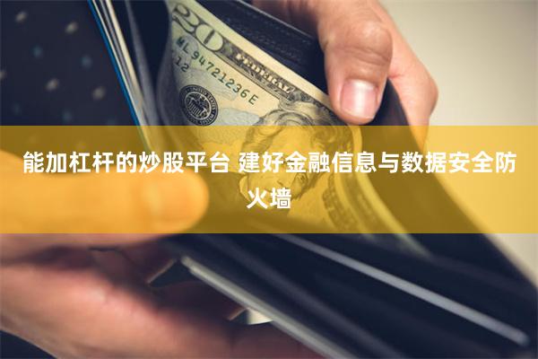 能加杠杆的炒股平台 建好金融信息与数据安全防火墙