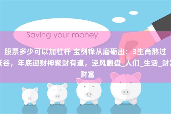股票多少可以加杠杆 宝剑锋从磨砺出：3生肖熬过低谷，年底迎财神聚财有道，逆风翻盘_人们_生活_财富